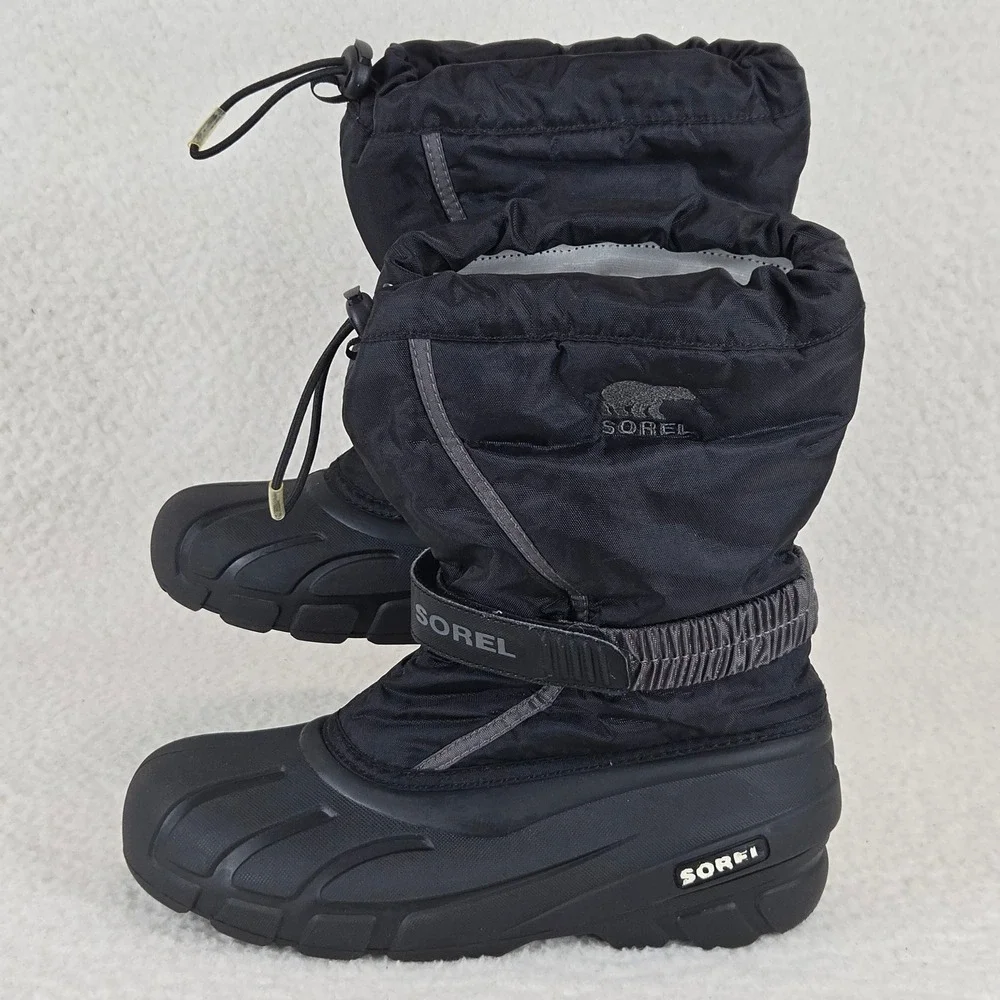 Sorel Kids Flurry Winter Snow Boots Size 6 Waterproof Insulated NY1885-016 Black
